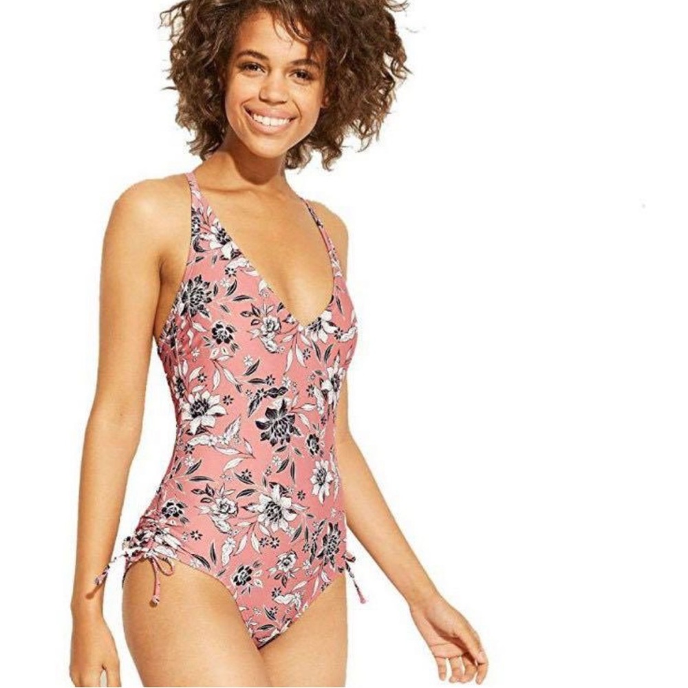 PINK AND BLUE FLOWER ONE PEICE SWIM SUIT